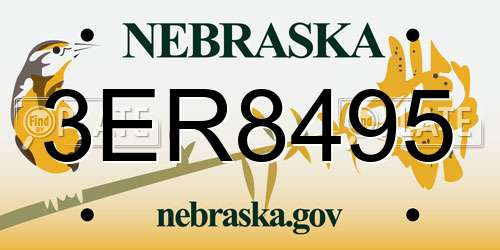 3ER8495 Nebraska License Plate