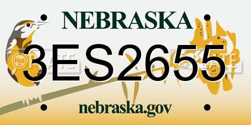 3ES2655 Nebraska License Plate