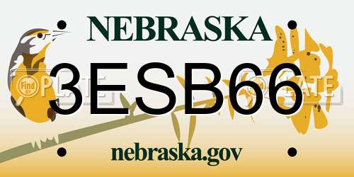 3ESB66 Nebraska License Plate