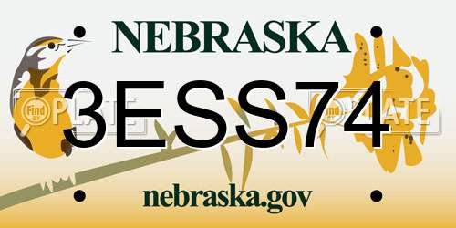 3ESS74 Nebraska License Plate
