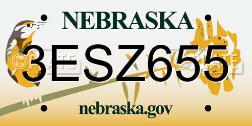 3ESZ655 Nebraska License Plate