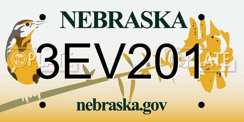 3EV201 Nebraska License Plate