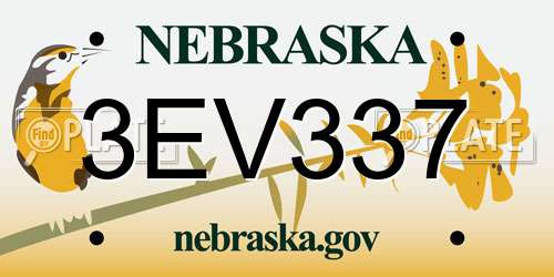 3EV337 Nebraska License Plate