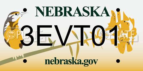 3EVT01 Nebraska License Plate