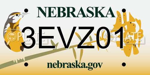 3EVZ01 Nebraska License Plate
