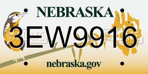 3EW9916 Nebraska License Plate