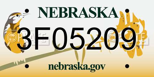 3F05209 Nebraska License Plate