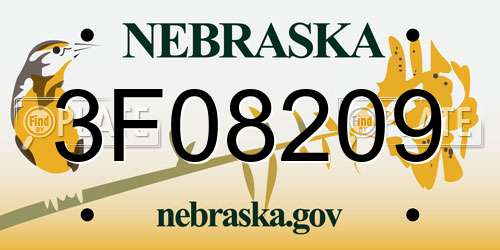 3F08209 Nebraska License Plate