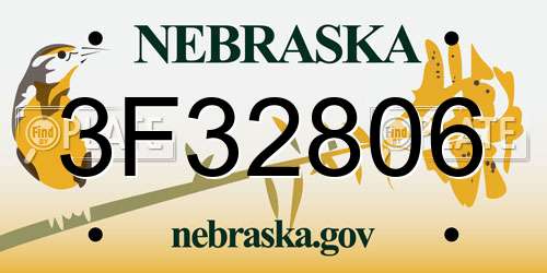 3F32806 Nebraska License Plate