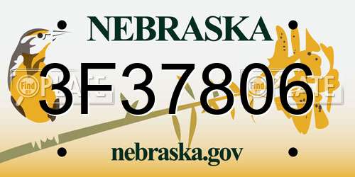 3F37806 Nebraska License Plate