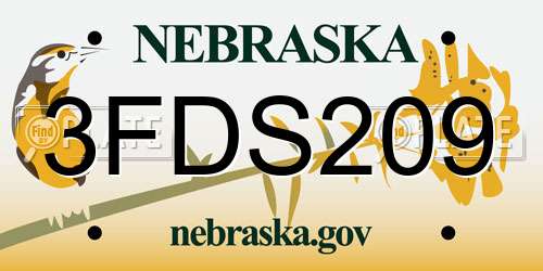 3FDS209 Nebraska License Plate