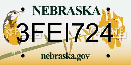 3FEI724 Nebraska License Plate