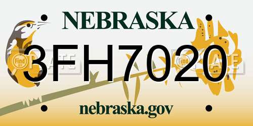 3FH7020 Nebraska License Plate