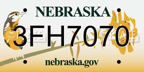 3FH7070 Nebraska License Plate