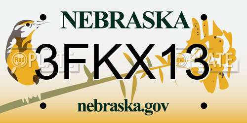 3FKX13 Nebraska License Plate