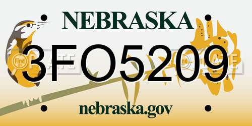 3FO5209 Nebraska License Plate