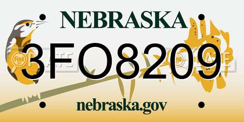 3FO8209 Nebraska License Plate