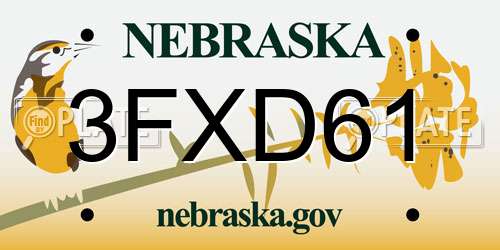 3FXD61 Nebraska License Plate