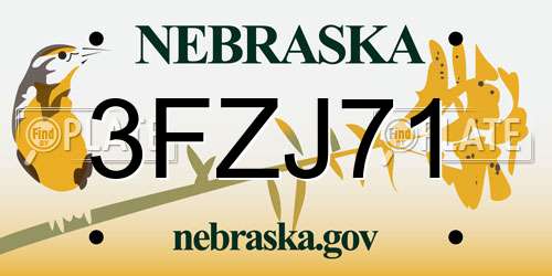 3FZJ71 Nebraska License Plate