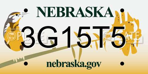 3G15T5 Nebraska License Plate