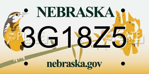 3G18Z5 Nebraska License Plate