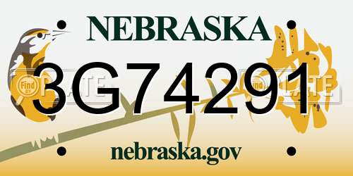 3G74291 Nebraska License Plate