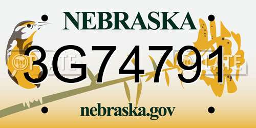 3G74791 Nebraska License Plate