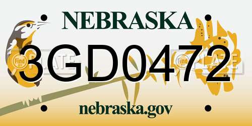 3GD0472 Nebraska License Plate
