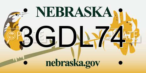 3GDL74 Nebraska License Plate