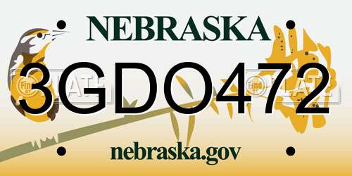 3GDO472 Nebraska License Plate