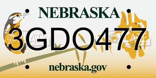 3GDO477 Nebraska License Plate