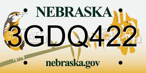3GDQ422 Nebraska License Plate