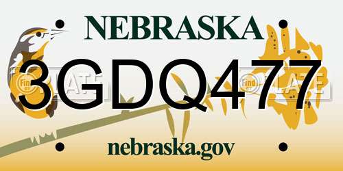 3GDQ477 Nebraska License Plate