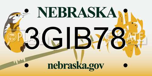 3GIB78 Nebraska License Plate
