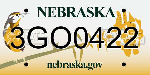 3GO0422 Nebraska License Plate