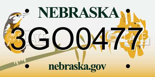 3GO0477 Nebraska License Plate