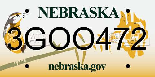 3GOO472 Nebraska License Plate