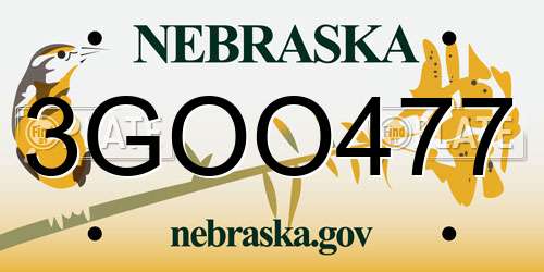 3GOO477 Nebraska License Plate