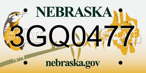 3GQ0477 Nebraska License Plate