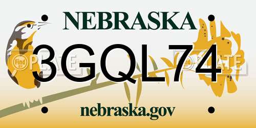 3GQL74 Nebraska License Plate