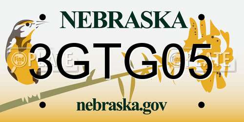 3GTG05 Nebraska License Plate