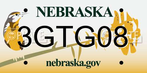 3GTG08 Nebraska License Plate