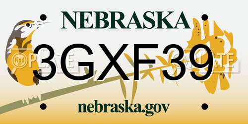 3GXF39 Nebraska License Plate