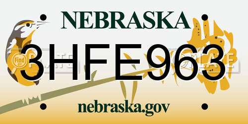 3HFE963 Nebraska License Plate