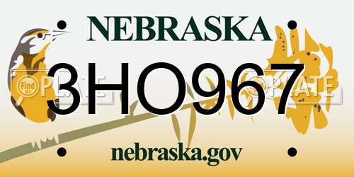 3HO967 Nebraska License Plate