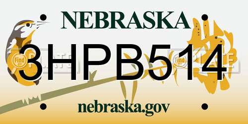 3HPB514 Nebraska License Plate