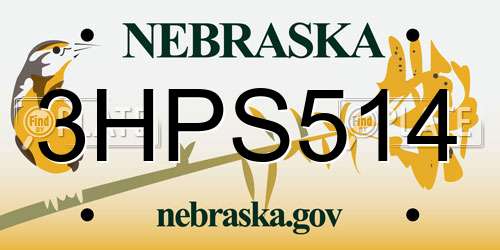 3HPS514 Nebraska License Plate