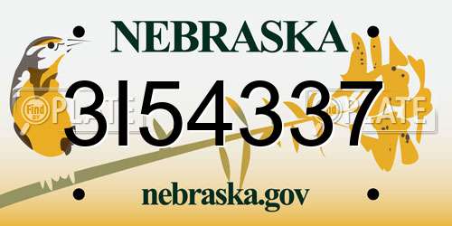 3I54337 Nebraska License Plate