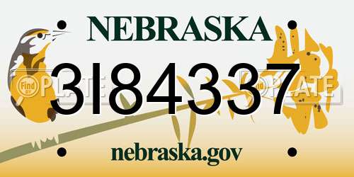 3I84337 Nebraska License Plate