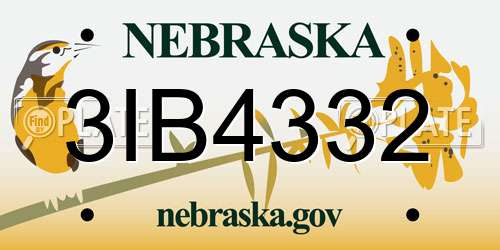 3IB4332 Nebraska License Plate